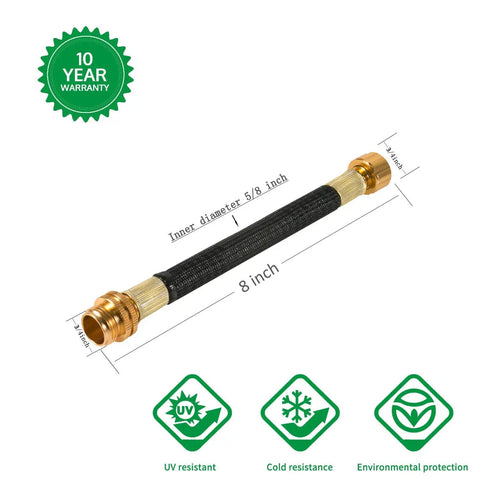Two Pack 0.8 Foot Garden Hose Extension Flexible Water Hose Connector with Integrated PU Spiral Tube for Hose Reels RVs