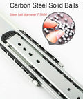 Bulletproof Heavy Duty Drawer Slides With Lock Double Row Ball Bearing Tracks showing steel ball diameter 7.5mm and slide rails.