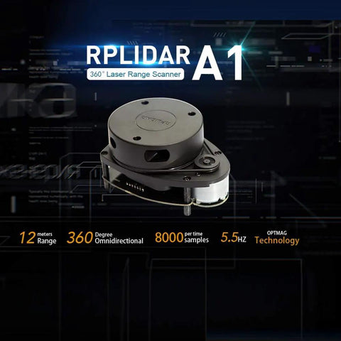2D LIDAR Sensor A1M8-R6 With 360 Degree Scanning, 12 Meter Range, High Resolution For Robot Navigation And Obstacle Avoidance