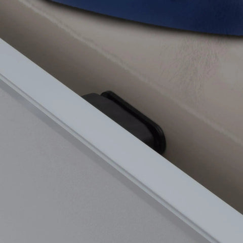 Close-up of Magnetic Door Holder for RVs Two Pair Black All Weather Door Catch and Magnet Set with ABS shell installed