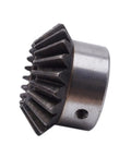 Close-up of Two Pack Bevel Gear Set 20 Teeth 2 Module Tapered Pinion Gears for Machinery and Transmission, 45 Steel with 16mm Mount Holes