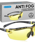 Yellow tinted Anti Fog Safety Glasses For Men And Women With Adjustable Arms ANSI Z87.1 Rated Scratch Resistant Eye Protection Goggles