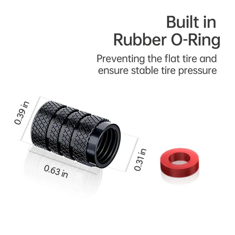 Tesla Model 3 S X Y Tire Valve Stem Caps Aluminum Alloy Leakproof And Corrosion Resistant Black with Built-in Rubber O-Ring