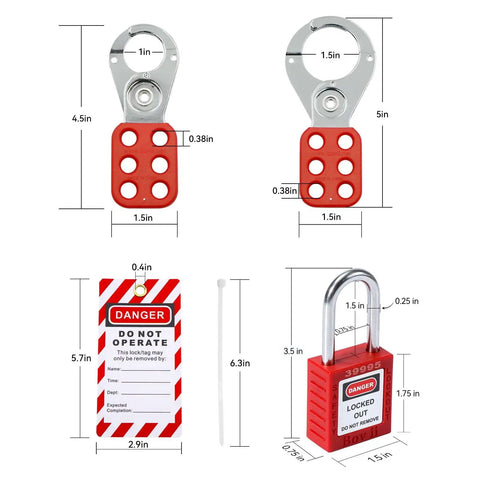 Heavy Duty Lockout Tagout Station Kit With 7 Safety Padlocks, 2 Hasps, 30 Lockout Tags, 35 Nylon Ties, OSHA Compliant Lockout Safety Station