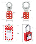 Lockout Tagout Station With Cover And 10 Pack Safety Padlocks Keyed Different Grab And Go Wall Mountable LOTO Kit component sizes