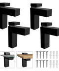 Tough As Nails Heavy Duty Floating Shelf Brackets Set Of Four Adjusts Securely To Glass And Wood Supports 25 Pounds Per Pair Premium Zinc Alloy With Polished Chrome Finish For Bathroom Remodels black brackets set with mounting screws.