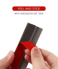 Hands peeling adhesive backing on 10ft Self Adhesive Floor Transition Strip for carpet to vinyl and laminate edges