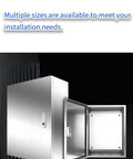 Open rugged stainless steel junction box enclosure for EV chargers telecom CCTV and control panels, wall-mounted 800x250x600 mm.