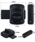 Two Pack Heavy Duty Rotating Bolt Latch With 180 Degree Double Sided Security Slide Lock dimensions, black zinc alloy and steel.