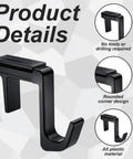 4 Pack Adjustable Cubicle Hooks For 1.8 To 3.5 Inch Panels And Walls, Plastic Coat Hooks For Laptops, Bags, Cases, And Coats, Sturdy Hangers With Easy Install, Style 1 Black, showing product details and features.