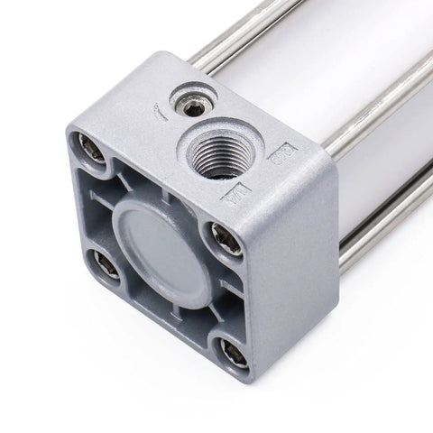 Close-up of a Tie-Rod Heavy-Duty Pneumatic Air Cylinder Double Acting With 40mm Bore And 800mm Stroke PT Quarter Inch Port Adjustable Cushion
