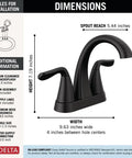 Arvo Centerset Matte Black Two Handle Bathroom Faucet For Three Hole Sinks dimensions and installation guide