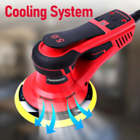 Heavy Hitter Electric Random Orbital Sander With 350W Brushless Motor And 10000 RPM For Quick Woodworking Carpentry Polishing Delivers Glassy Smooth Finishes Every Session Comes Loaded With 12 Premium Grit Sanding Papers Shop Tough Build