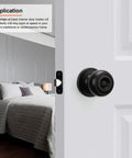 Six Pack Matte Black Interior Privacy Door Knobs For Bedroom Or Bathroom Classic Round Doorknobs Hardware Set With Inside Turn Button Lock