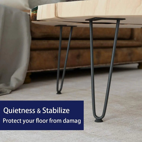 12 Inch Heavy Duty Hairpin Furniture Legs Set Of Four Metal DIY Desk Nightstand And Coffee Table Legs With Rubber Floor Protectors for scratch-free floors.