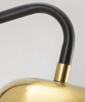Heavy Duty Modern Wall Sconce Lights Featuring Durable Iron Build With Uplight Downlight Setup Makes Room Refresh Easy Adds A Solid Fresh Vibe To Living Room Bedroom Or Bath Set Of Two close up of the curved black iron arm and gold finish.