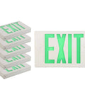 Six Pack LED Exit Signs With Emergency Lights Green Battery Backup Exit Light UL Listed For Commercial Use AC 120 To 277 Volt