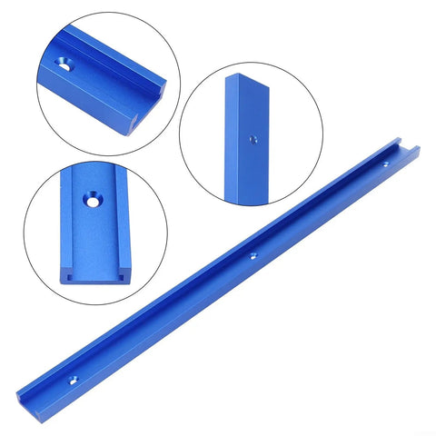 Cool Heavy Duty Aluminium Alloy T-Track Slot For Your Miter Saw And Router Table, blue track detail and holes for clamps.