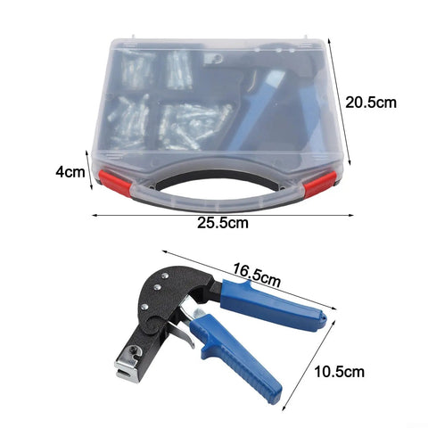Hollow Wall Anchor Tool For Drywall And Plaster, Carbon Steel Hand Riveter With M5 Anchors, 72 Piece Kit dimensions shown