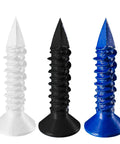 Close-up of 75 Piece 1/4 Inch Concrete Screw Anchor Kit With Blue Black White Flat Head Screws For Masonry Block Brick And Stucco