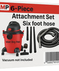 Shop Vac Compatible Replacement Hose Kit for Ridgid Style Vacuums packaging with vacuum and attachments displayed.