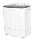 Built Tough 18Lbs Portable Twin Tub Washing Machine With Extended Hose And Dual Bucket Setup For Zero Sweat Laundry Chores Plus Lightning Fast Spin Drying Every Weekend in white finish.