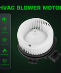 Heavy Duty 2 Pin Hvac Heater Blower Motor Assembly Drops Right In For Toyota Corolla Rav4 Matrix Scion Xb Tc Pontiac Vibe showing top view with fan and housing.
