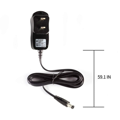 9V 300mA Power Supply For Electric Guitar Effects Pedals With Tip Negative 5.5mm X 2.1mm Barrel Connector showing 59.1-inch cord