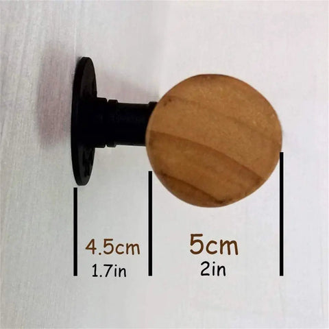 Rock Solid Wood Handrail With Heavy Duty Mount Brackets showing adjustable mount with wood grip, 4.5cm height, 5cm diameter.