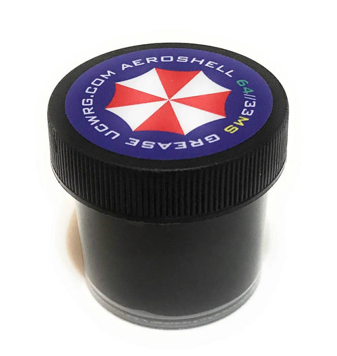 Pro Grade AeroShell 33MS And 64 Grease 1 Oz container with logo on lid for hinges and bearings lubrication