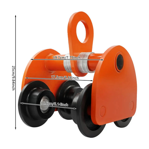 Heavy Duty 2 Ton I Beam Trolley Featuring Smooth Glide Rollers And Adjustable Overhead Crane Cart For Garage Hoists Badass Heavy Lifter Built Rock Solid And Ready For The Daily Grind On Straight Or Curved Beams