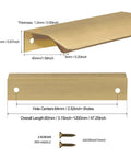Dimensions of Bronze Aluminum Edge Finger Cabinet Pulls Set Of Two 80mm Hidden Drawer Pulls, includes screw size details.