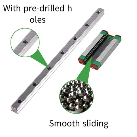 MGN9H 300mm Linear Rail Guide Kit with pre-drilled holes and carriage blocks for DIY 3D printer and CNC machine upgrade