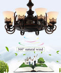 Retro Ceiling Fan Light With Negative Ion Purification Zero Fuss Remote Control Silent Third Gear Wind Speed Four Hour Timer Eco Savvy Chill Mode Setup, decorative shades, 360° airflow design.
