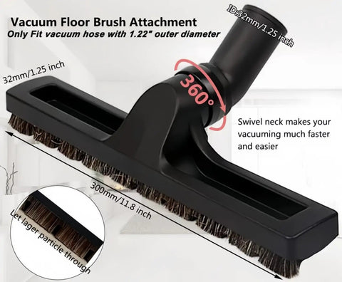 Close-up of vacuum floor brush with swivel neck from 15 Piece Universal Vacuum Attachments And Brushes Kit For Shop Vac Accessories.