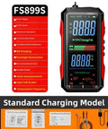 Workhorse Digital Multimeter With USB Rechargeable Auto Ranging, display features and accessories, FS899S model
