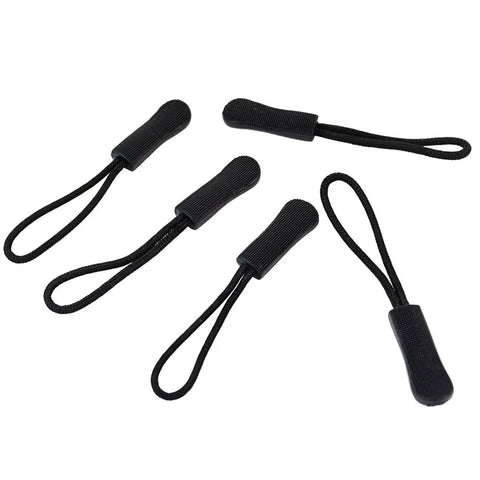 Black Nylon Zipper Pulls 10 Pack With Non Slip Gripper Two And A Half Inch Universal Zipper Tabs Replacement Fixers