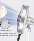 Monster 20 Inch Misting Fan With Massive Tank, 3 Speed Standing Floor Fan Rolling On Wheels, side view showing adjustable spray nozzles