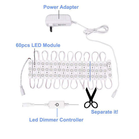 Hollywood Style Vanity Makeup Lights 10 Foot Ultra Bright White LED Strip Dimmable With Touch Control for assembly components