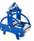 Beefy Heavy Duty Steel Cable Puller Sheave For Large Scale Cable Laying Industrial Grade Pulley With Smooth High Load Wire Pulling Tool Built To Last In Demanding Environments, blue corrosion-resistant finish