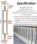 Premium Aluminum Balusters And Hollow Stair Spindles Featuring A Sleek Black And Gold Finish 37.4in height for modern railings.