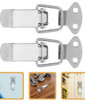 Top Notch 10 Piece Stainless Steel Toggle Hasp Latch Kit For Toolbox Cabinet Boxes And Storage Trunks With Durable Spring Lock Mechanism, close-up of latches.