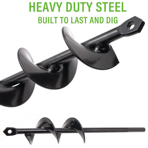 Heavy duty steel Stand Up Garden Auger Drill Bit Set For Planting Bulbs And Flowers 1.6x9 Inch And 1.6x16 Inch Spiral Hole Diggers