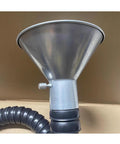Portable Welding Fume Extractor with Adjustable Articulating Arm and Flexible Duct for at the source smoke capture, metal funnel detail