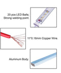Lit 5W 6000K USB LED Light Bar For 3D Printers With Aluminum Body showcasing LED balls, copper wire, and aluminum build.