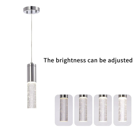 Dope Polished Chrome Bubble Glass Mini Pendant Lights Set With Integrated LED Dimmable Modern Contemporary Kitchen Island Hanging Fixtures One Light Per Pendant Two Pack showing brightness adjustment levels