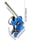 Heavy Duty 2 Ton Arbor Press With Kickass Ratchet System Cast Iron Steel Desktop Manual Bench Machine showing dimensions.