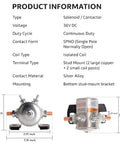Genuine OEM 36V Solenoid Switch Relay Kit with product details including voltage, duty cycle, and dimensions for EZGO and electric vehicles.
