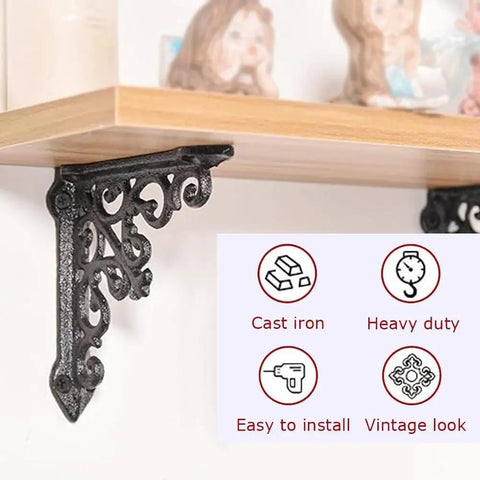 2 Pack Wall Mounted Shelf Brackets Built Ridiculously Tough And Dang Heavy Duty Vintage Cast Iron L Shape Corner Brace on shelf