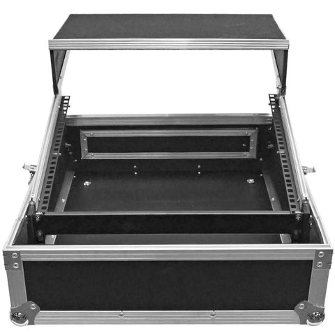 Professional Grade Heavy Duty Two Space Ata Equipment Case With Ten U Dj Mixing Console Top And Smooth Sliding Laptop Shelf Kickass Protection For Road Tours
